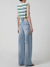 トレンドのデニムワイドパンツ【ハイウエスト・フィット・ラフな雰囲気】（セットアップ対応）
