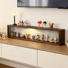 レトロデザインのブラインドボックス収納ディスプレイラック【萌えキャラクター用・LED照明付き・ほこり防止カバー】