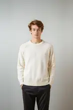 秋冬用ラウンドネック肩落ちニット【男性用・カジュアル・温かい・軽熟スタイル】
