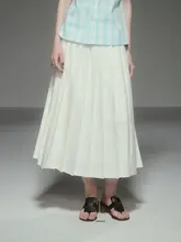 レトロでシンプルな高腰プリーツスカート【中長丈・Aライン・大きなフレア】