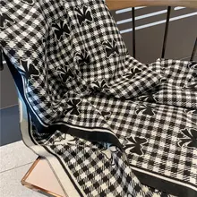 リボンデザインのふわふわアクリルショール【秋冬用・厚手・ロングタイプ】