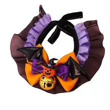 ハロウィンペットカラー【レース・南瓜・バットの羽・リボン付き・大型犬用】