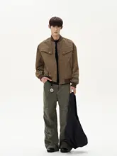 ハリントンジャケット 男性 ハイストリート スタイル レトロ デザ��イン感 短め