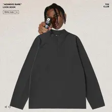 アメカジ ヴィンテージ 無地 ハーフジッパー Tシャツ