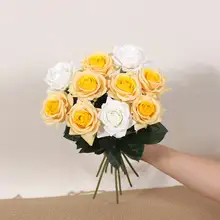 保湿効果のあるイエローの造花ローズ【デスクトップ装飾・撮影用】