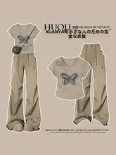 アメリカンビンテージデザインのショートスリーブTシャツ【カジュアル・肩当て付き・夏用】【セットアップ対応】