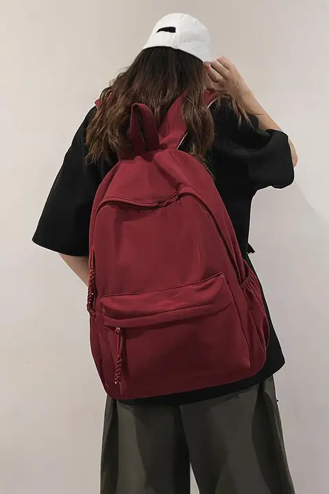 リュックサック【レディース・大学生向け・軽量・ワインレッド・デイリー使いに最適】