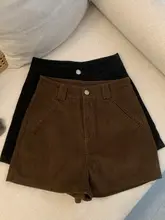 レトロスタイル コーデュロイショートパンツ【秋冬用・高腰・フィット・ルーズシルエット】