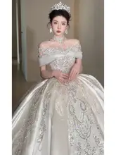 ワンショルダー プリンセスドレス【高級感あるサテン・宮廷風・ブライダル用】