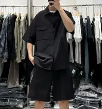 夏のメンズ高級感のあるラペルワークウェア半袖