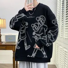 カートゥーンプリントの長袖Tシャツ【メンズ・春夏・秋冬対応・ストリートスタイル】