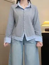 春にぴったり！ポロ襟の長袖ブラウス【体型カバー・デザイン性・大きいサイズ対応】（セットアップ対応）