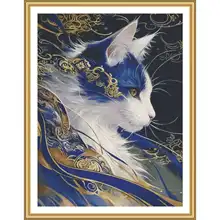 クロスステッチ 刺繍 猫 シンプル アニマルモチーフ リビング 寝室 インテリア 壁掛け