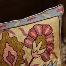 刺繍入りコットン製レトロ抱き枕【アメリカンカントリー・ソファ・ベッド用装飾クッション】