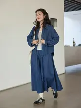 レトロなデニムジャケットとパンツの春用コーディネート（セットアップ対応）