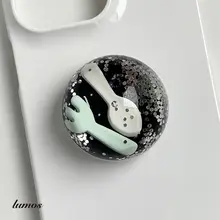 水晶流砂球デザインのスマートフォンケース【気泡付き・マグネットスタンド】