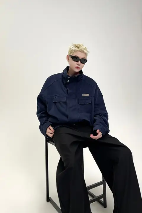 ジャケット メンズ ショート丈 厚手 ヴィンテージ ワーク アメリカン風 メタルプレート 上品 ストリート 「EAT」