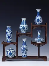 景徳鎮製 青花瓷ミニ花瓶【デスクトップ装飾用・特小サイズ】