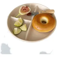 シンプルマット仕上げの円形トリプルディッシュ【フルーツ・朝食・子供用】（セットアップ対応）