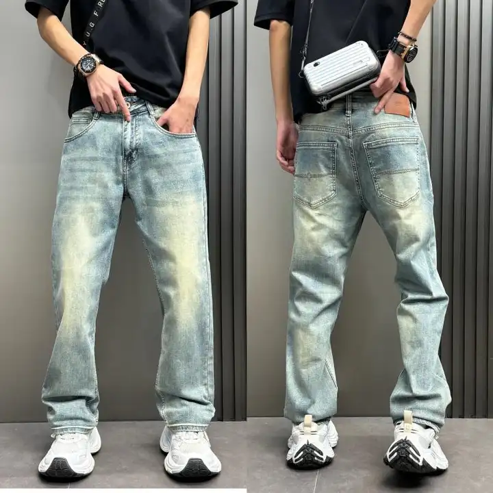 デニムパンツ メンズ ストレート ワイド ルーズ アメリカンスタイル ストリート 秋冬