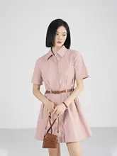 個性的デザインのシャツワンピース【レトロスタイル・カジュアル・短丈】
