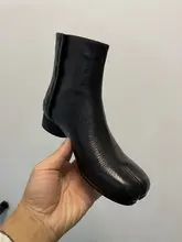 手作りのラムスキン分かれつま先ブーツ【柔らかいレザー・チェルシーブーツ・ミドルカット】