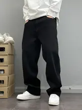 シンプルなブラックデニムパンツ【男性用・ストレート・四方向ストレッチ】