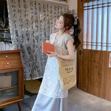 フランス風レース刺繍タンクトップ【甘美なデザイン・Tシャツ・スカート・セットアップ対応】