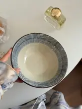 レトロストライプ柄 陶器製斗笠型ボウル【和風デザイン・彩色釉薬仕上げ】（セットアップ対応）