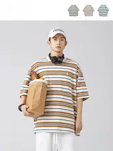 ストライプ刺繍入り メンズ短袖Tシャツ【夏用・フィット・カジュアル】