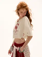 チェリーリボンTシャツ【ゆったりカジュアル・ショートスリーブ】