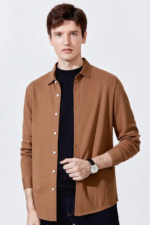 極上の柔らかさの長袖シャツ【ブルー・カジュアル・春用】