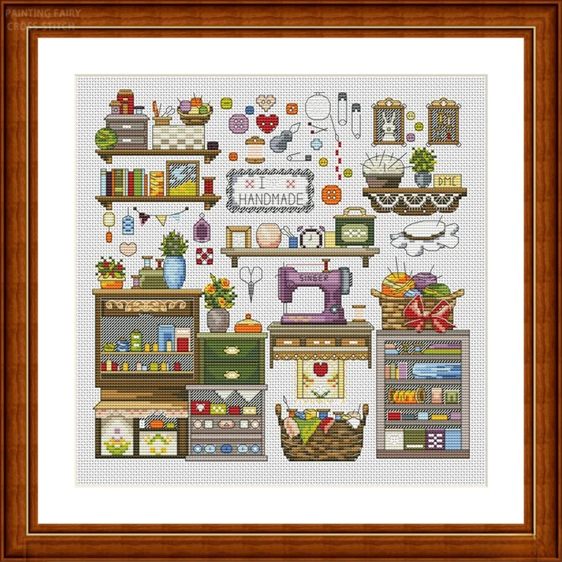 手作りのクロスステッチ壁飾り：小型ラインデザインでリビングを彩る