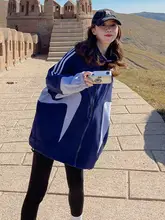 カジュアルなスポーツブルーのパーカー【三本ライン・春秋用・ゆったりしたデザイン】