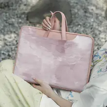 紫色の染料デザインパソコンケース【女性用・ノートパソコン対応・持ち運びに便利】