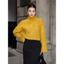 極上の柔らかさ！アラン編みデザインの短めニットセーター【女性用・春秋向け】