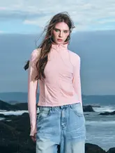 通気性で速乾性のある薄荷グリーンの紫外線対策ジャケット【女性用・フィット感あり・春夏向け】