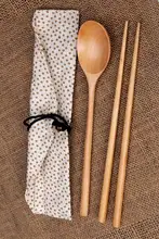 無塗装の長柄木製スプーン・箸・スープスプーン【旅行用・ポータブル・和風食器】（セットアップ対応）