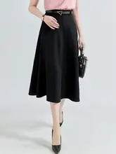 女性用 ハイウエストAラインスカート【春秋用・デザインスカート・中長丈・大きめフレア】