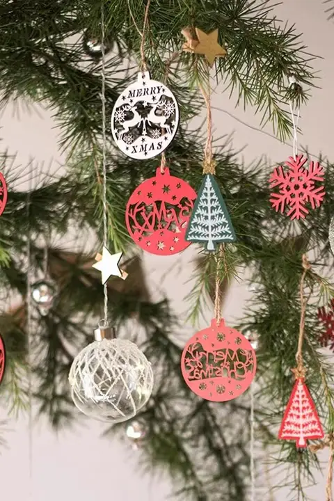 クリスマスツリー用天然木製オーナメント【DIY装飾・精巧な吊り下げタイプ】