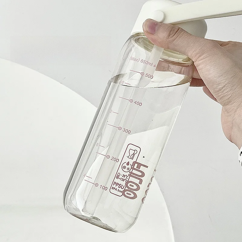 吸管付き水筒：650mlのシンプルデザインが通勤やアウトドアで実用的