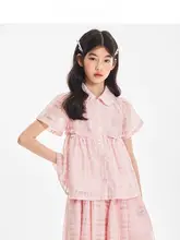 女児用 パフスリーブの襟付きトップス【夏用・デザイン性高い・可愛い】（セットアップ対応）