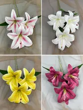 高級デザイン3本セットの造花ユリ【アートフラワー・ウェディング用・ホテルインテリア】