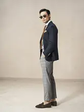 ウエストフィットの薄手ウー  ルパンツ【ウエッジウール・ウエストタック・九分丈・チェック柄・スリムデザイン】（セットアップ対応）