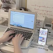 折りたたみ式ポータブルノートパソコンスタンド【回転機能・高設計・通気性のあるサポート】