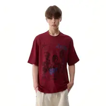 サブカルチャー風 デザインプリントオーバーサイズTシャツ【ストリートスタイル・短袖】