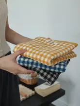 シンプルなチェック柄の純綿洗顔タオル【厚手・吸水性抜群・家庭用】