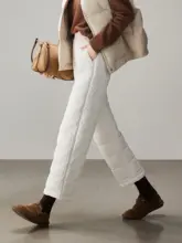 冬用おしゃれなゆったりフィットの軽量キルティングストレートパンツ【保温・極上の柔らかさ】
