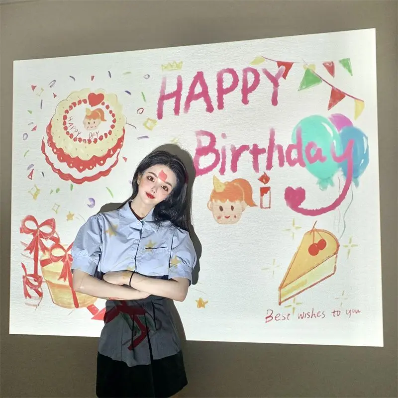 誕生日プロジェクターライト：撮影背景・クリエイティブデコレーションに最適な3セクション7#バッテリー付きモデル