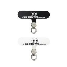 スマホストラップ スマホリング 回転する目 シンプル メタルチェーン クリップ式 貼り付け 落下防止 シルバー ホワイト